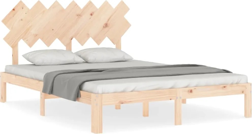 vidaXL tömör fa ágykeret fejtámlával King Size