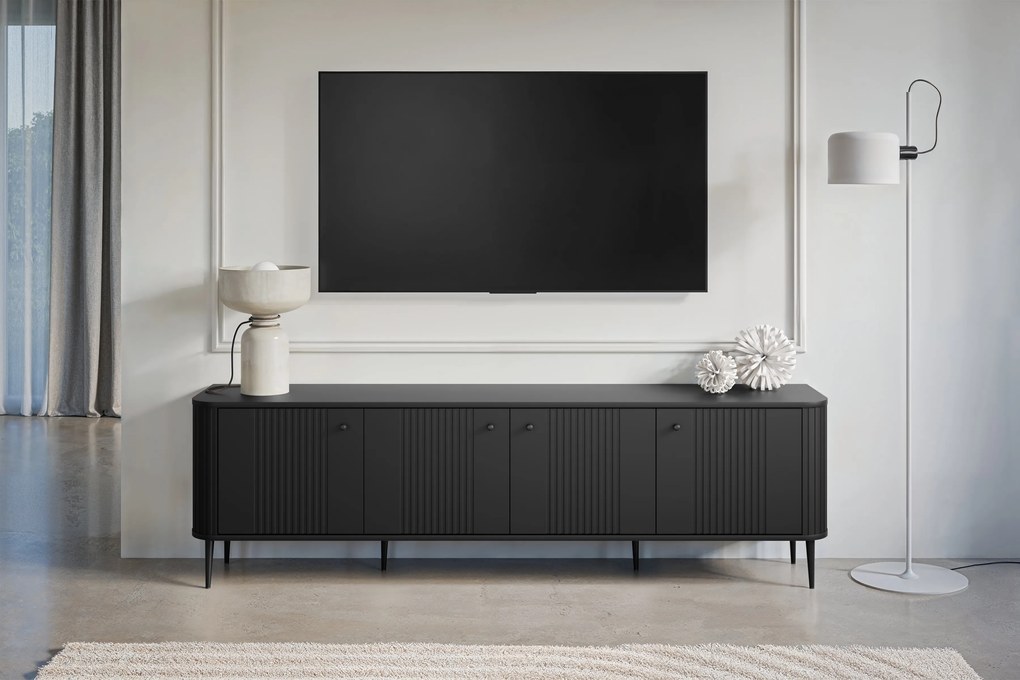 Vesper 4D TV-szekrény 187 cm - fekete / fekete lábak