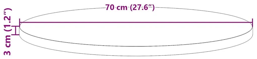 tömör fenyőfa kerek asztallap Ø70 x 3 cm
