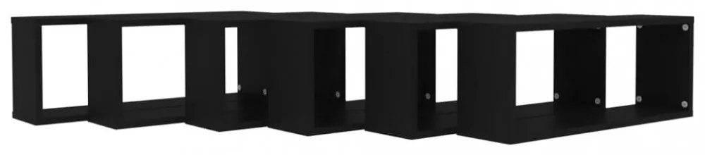 6 db fekete szerelt fa négyszögű fali polc 60 x 15 x 23 cm