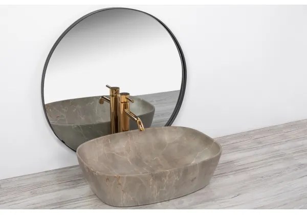 REA-U6647 - Asztallapra helyezhető mosdó FREJA 39,5x51 cm kerámia/szürke/márványminta