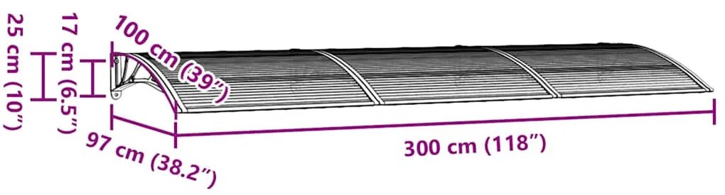 fekete polikarbonát ajtóelőtető 300 x 100 cm