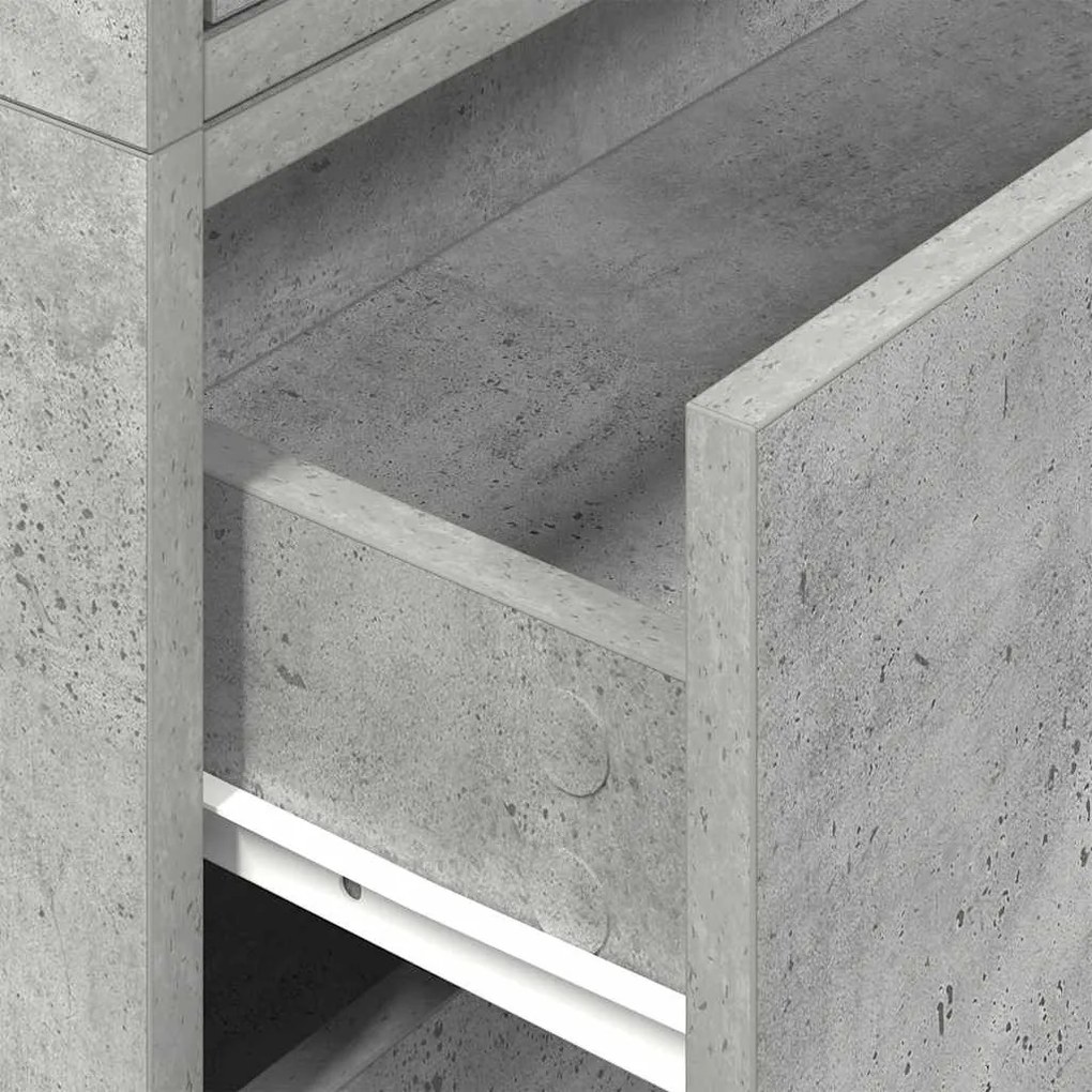 szekrények 2 fiókkal 2 db betonszürke 60x31x40 cm gépelt fa