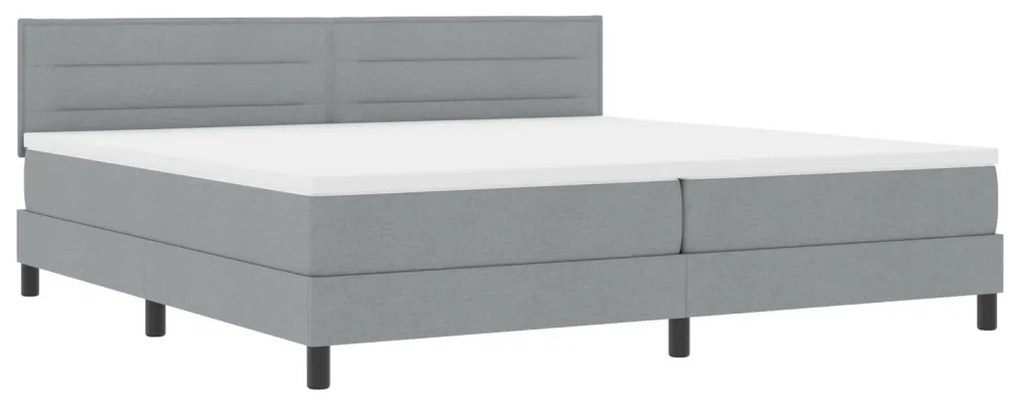 Boxspring Ágy Mattal Világosszürke 200x200 cm Ágynemű