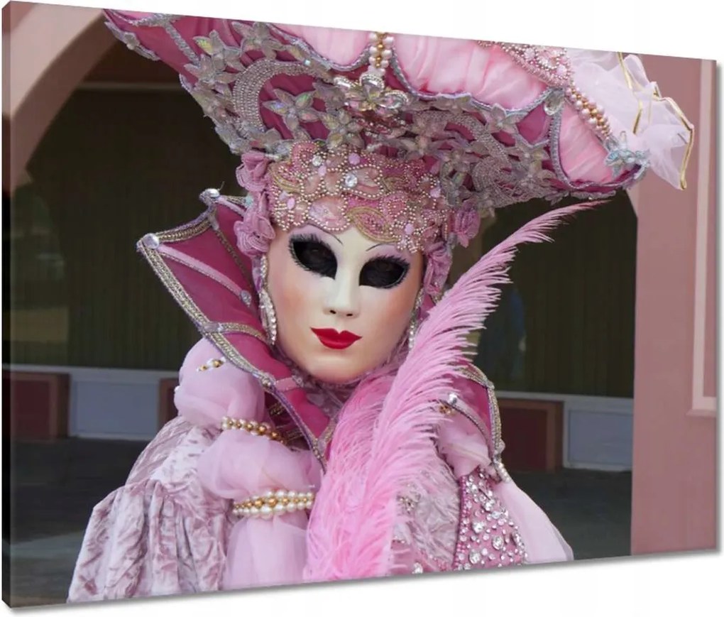Vászonkép 80x60 Rózsaszín farsangi maszk