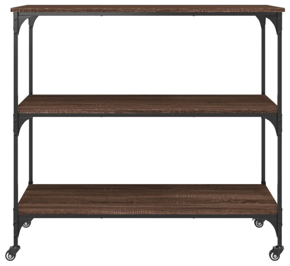 barna tölgyszínű szerelt fa konyhai kocsi 102 x 50 x 95 cm