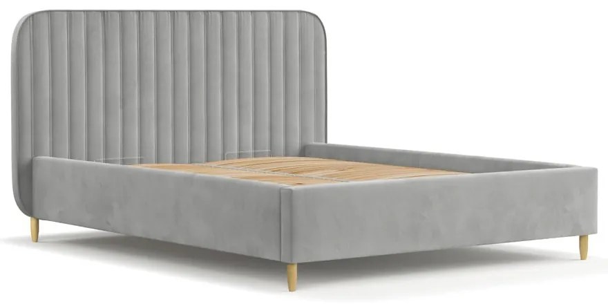 Szürke kárpitozott ágyneműtartós franciaágy ágyráccsal 180x200 cm Noto – Maison de Rêve
