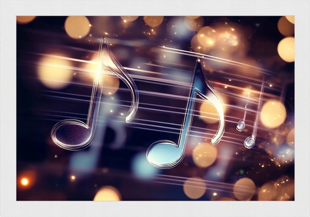 Poszter Keret Fa Kotta Zene Ötvonal Fény Dallam 60x40