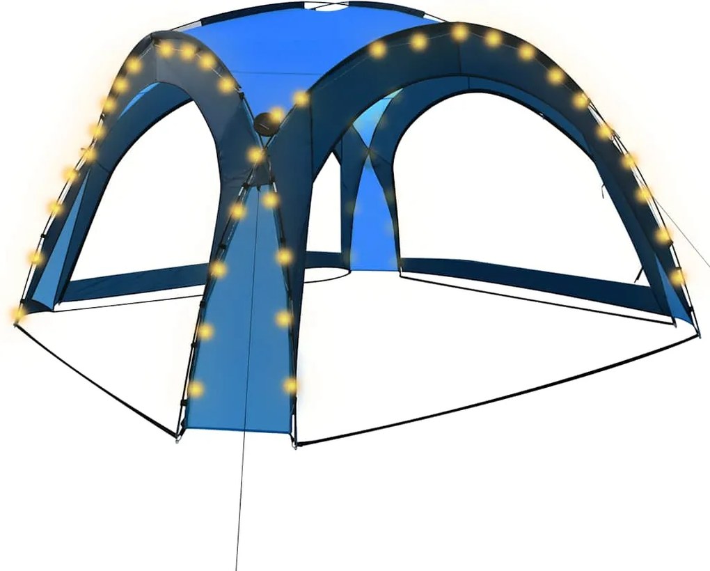 vidaXL kék rendezvénysátor LED-del és 4 oldalfallal 3,6 x 3,6 x 2,3 m
