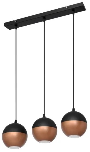LED Csillár zsinóron MIDWAY 3xGU10/4,8W/230V fekete/réz