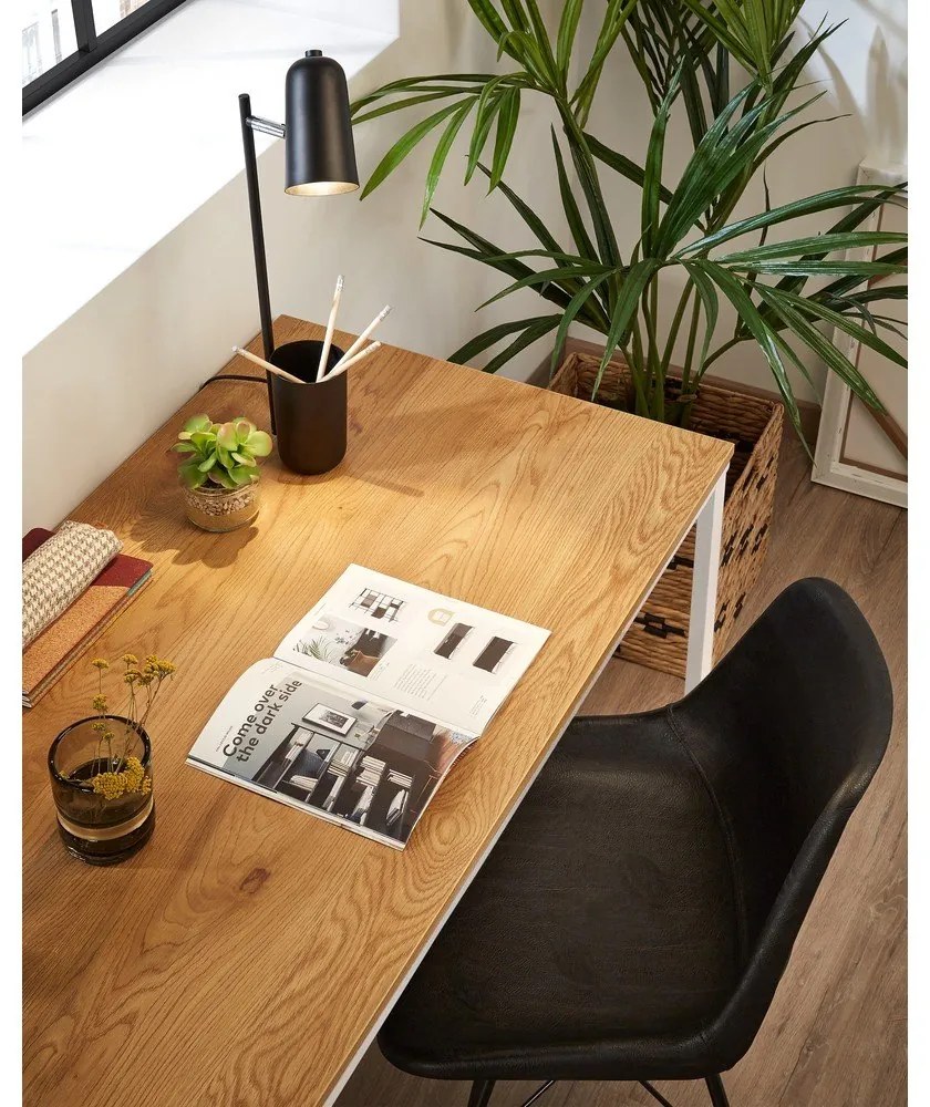 Lisbet fehér íróasztal fa dekoros asztallappal - Kave Home