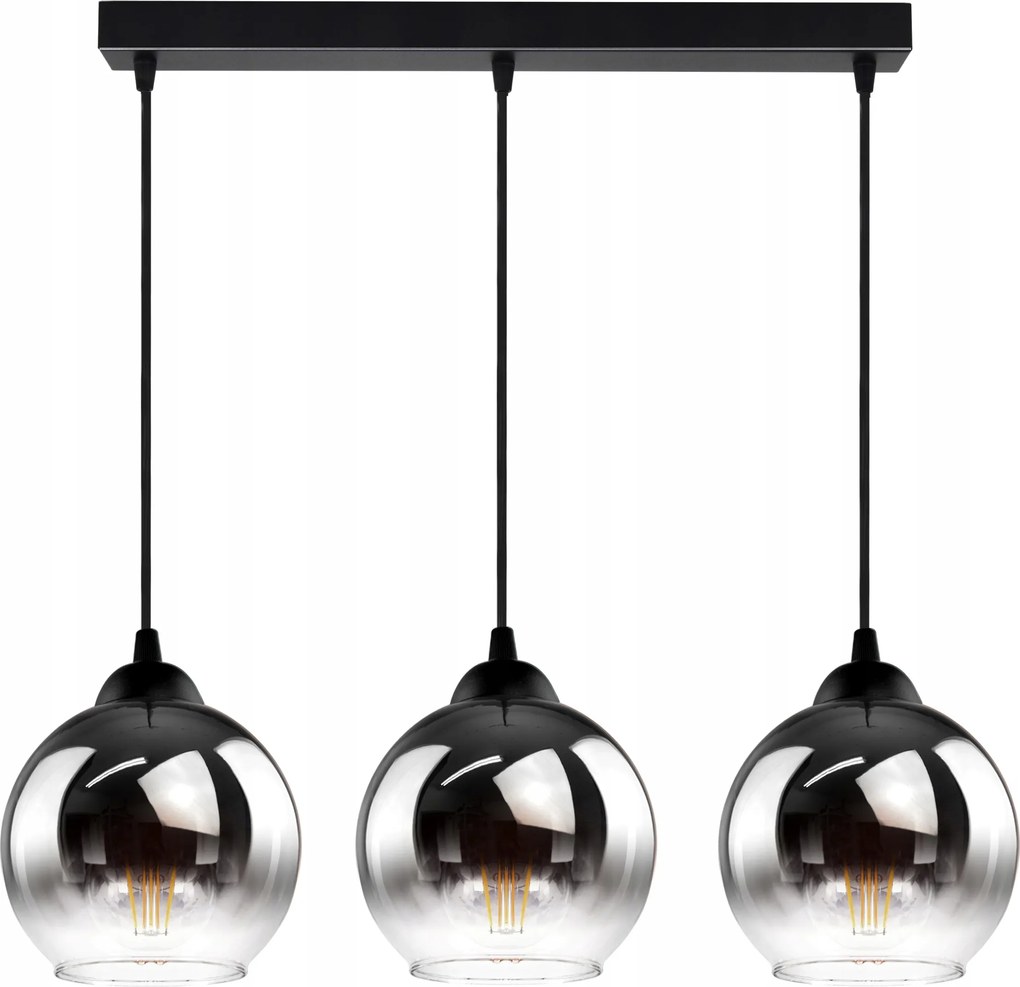 Függő lámpa Három gömb grafit átlátszó