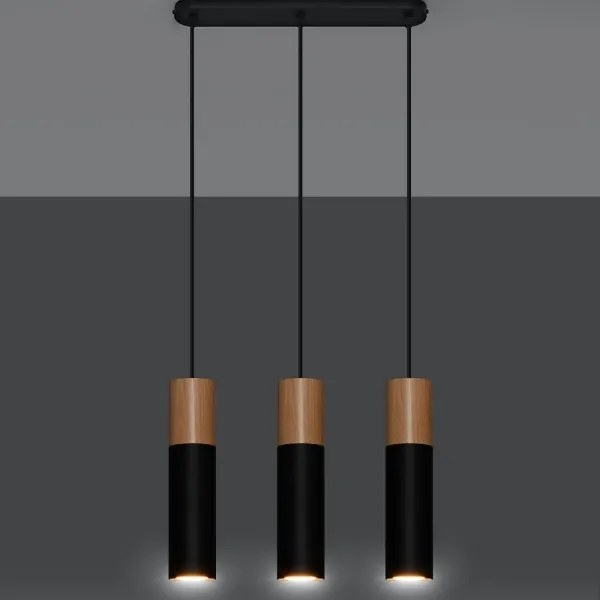 Sollux SL.0634 - Csillár zsinóron PABLO 3xGU10/40W/230V fekete