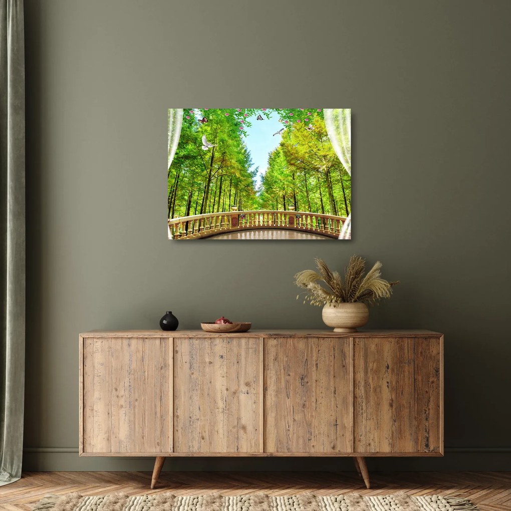 Kép - Kilátás az erdőre (üvegen) (70x50 cm)