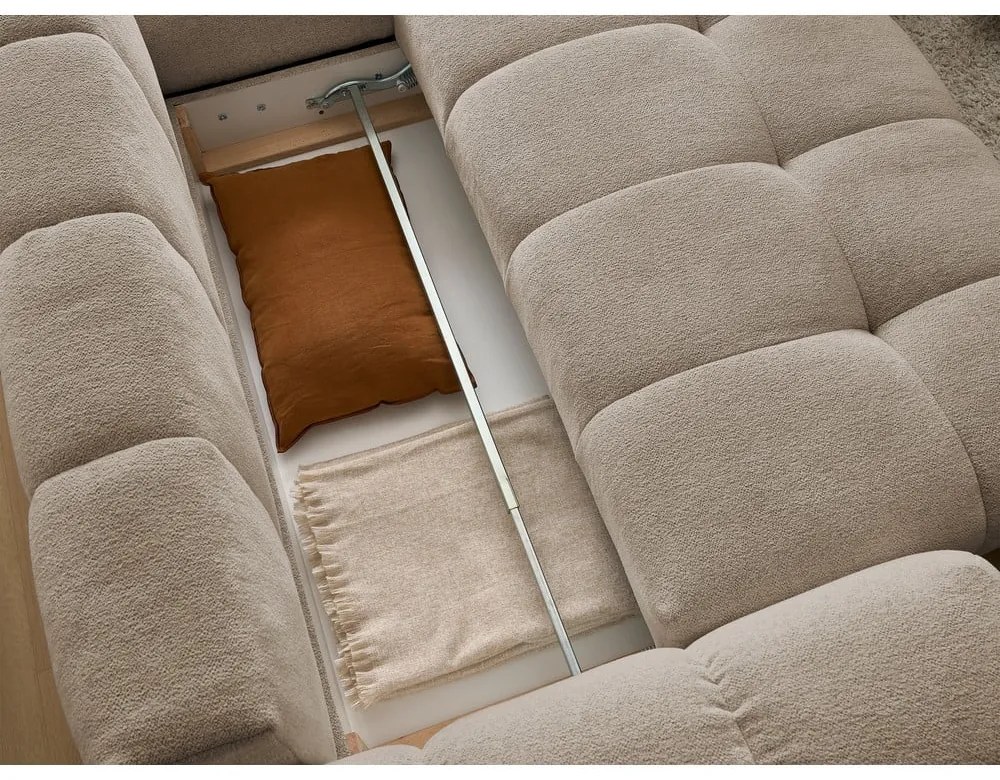 Szürkésbarna zsenília kinyitható-tárolóhelyes sarokkanapé (jobb oldali-L alakú) Everest – Bobochic Paris