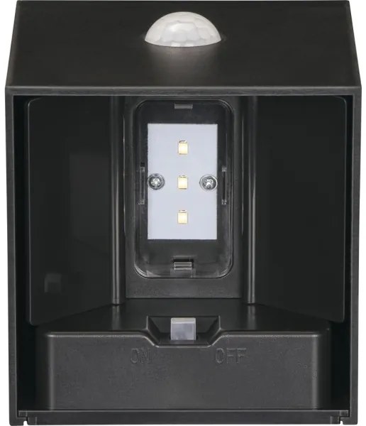 Retlux-LED napelemes fali lámpa érzékelővel LED/1W/3,7V 1200 mAh IP44 fekete
