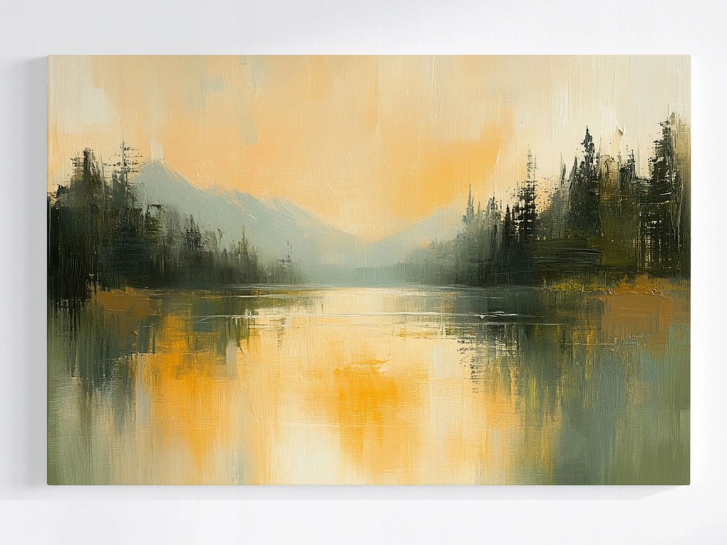 Poszter Tájkép Hegyek Erdő Tó Tükröződés 120x80