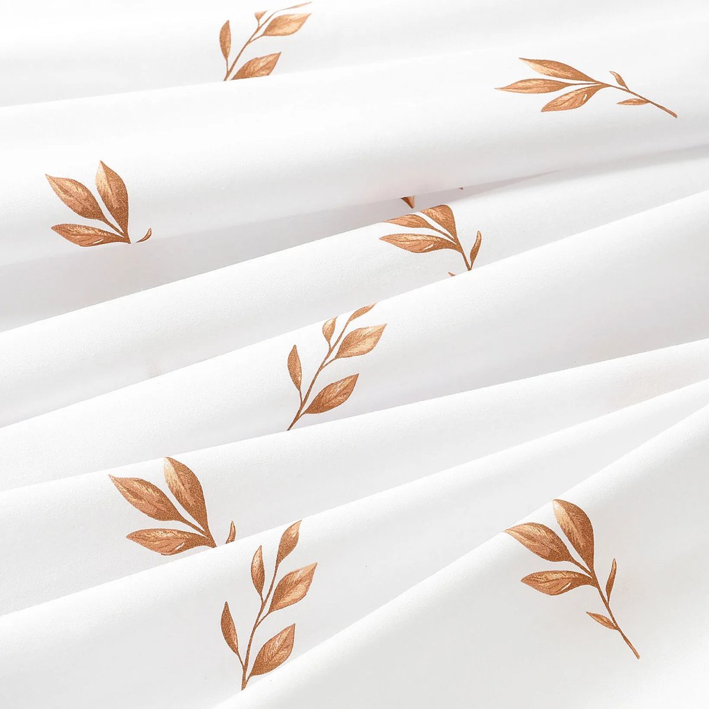 Goldea pamut körgumis lepedő - barna őszi levelek 180 x 200 cm