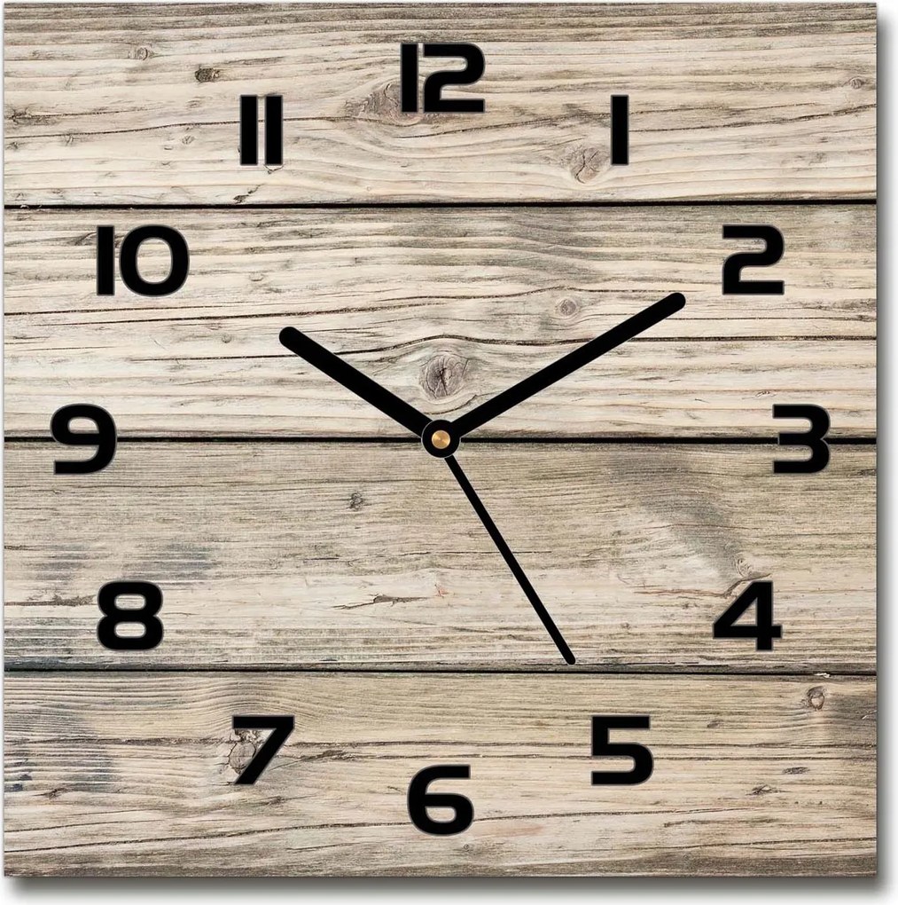 Csendes üveg falióra Fa háttér 30x30 cm