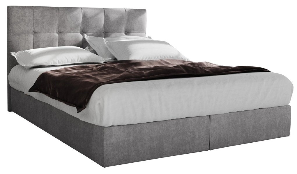 Franciaágy Boxspring 140 cm Porto Comfort (szürke) (matraccal és tárolóhellyel). 1056300