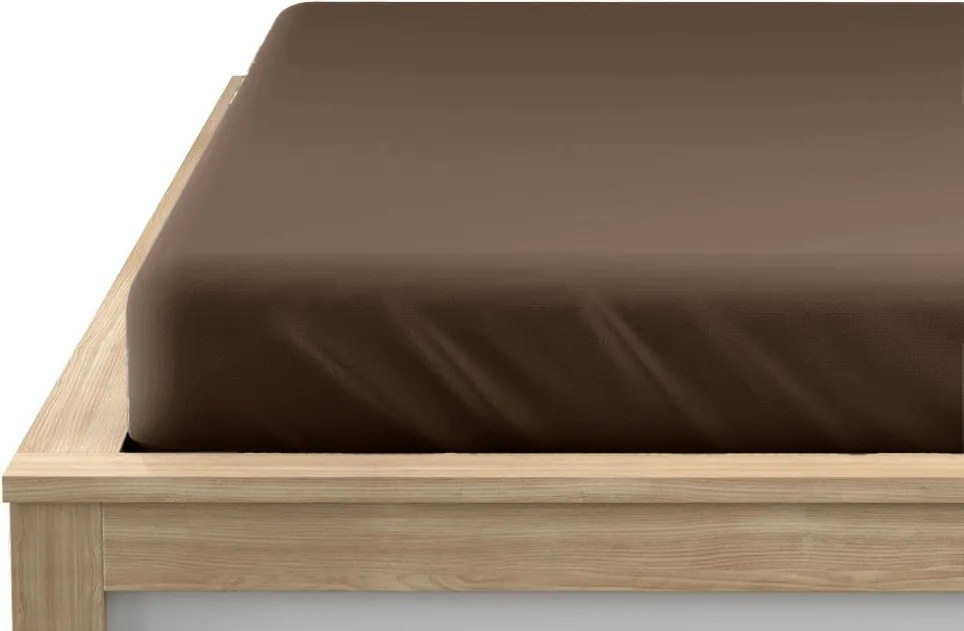 Jersey gumis lepedő lycrával sötétbarna 90 x 200 cm