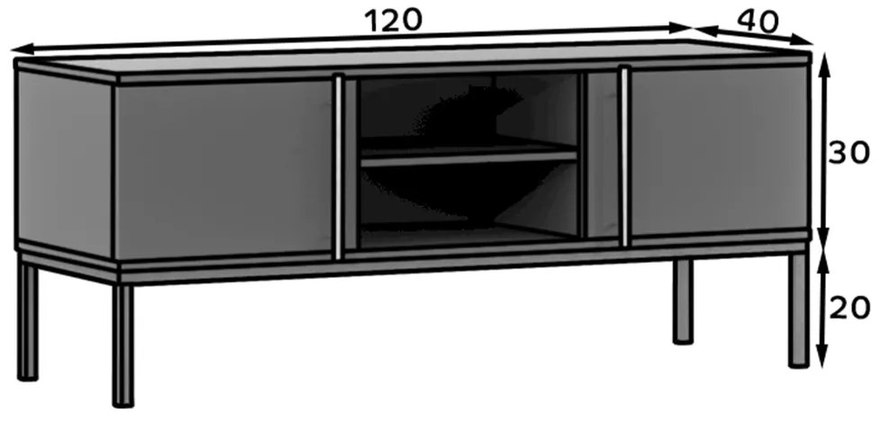 TV állvány LANZZI 120x40 cm, fekete