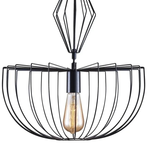 Csillár zsinóron JASMINA 1xE27/20W/230V átm. 40 cm fekete