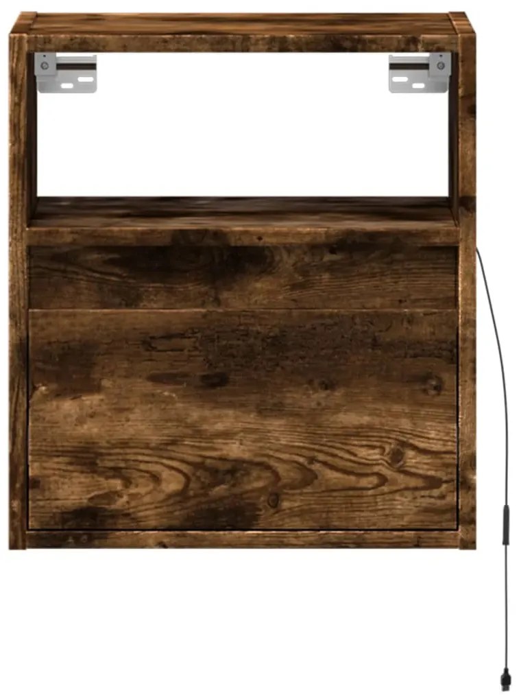 2 db füstös tölgy fali TV-szekrény LED-ekkel 41 x 31 x 45 cm