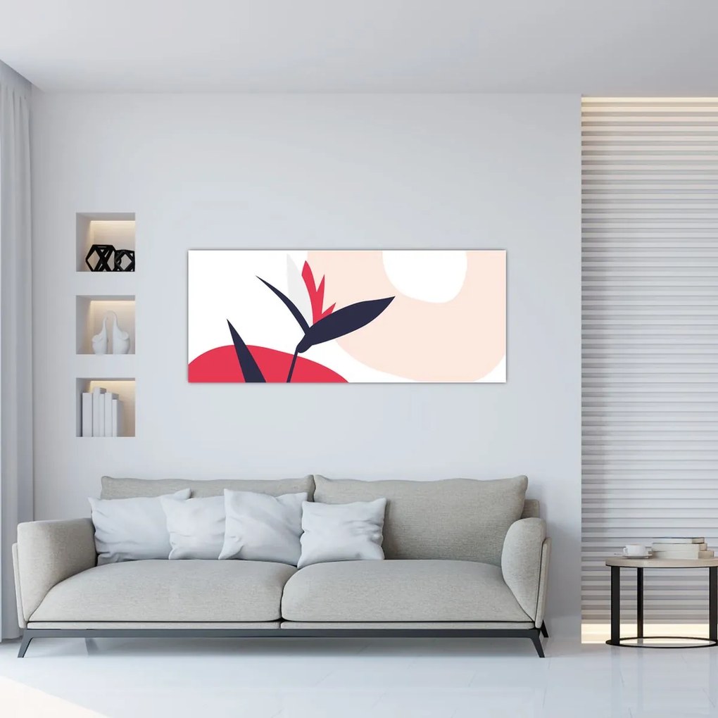 Kép - Rózsaszín virágos absztrakció N⁰1 (120x50 cm)