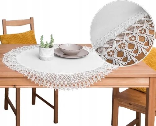 Abrosz Kerek Fehér gipiurával asztalra Kerék 85x85 len utánzat