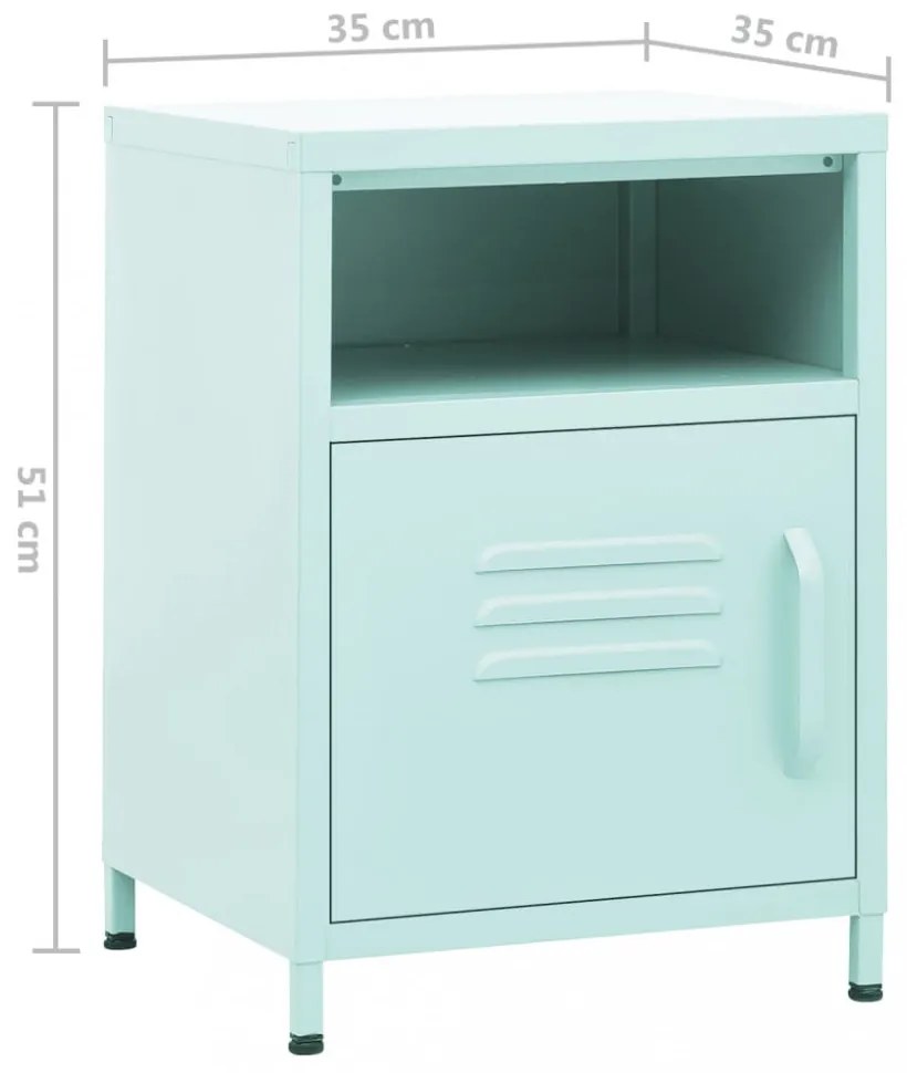 2 db menta acél éjjeliszekrény 35 x 35 x 51 cm