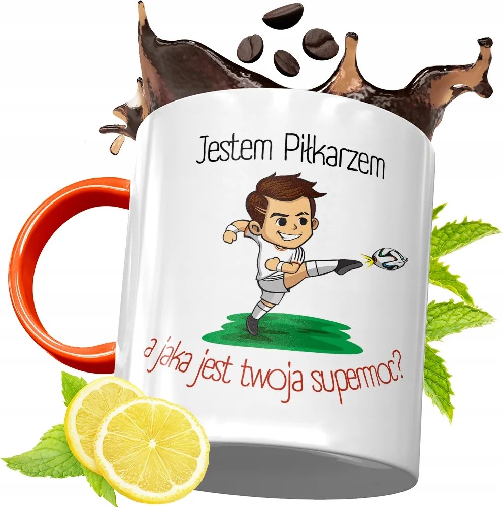 Narancssárga Bögre Labdarúgóknak Ajándék fényképes nyomtatással