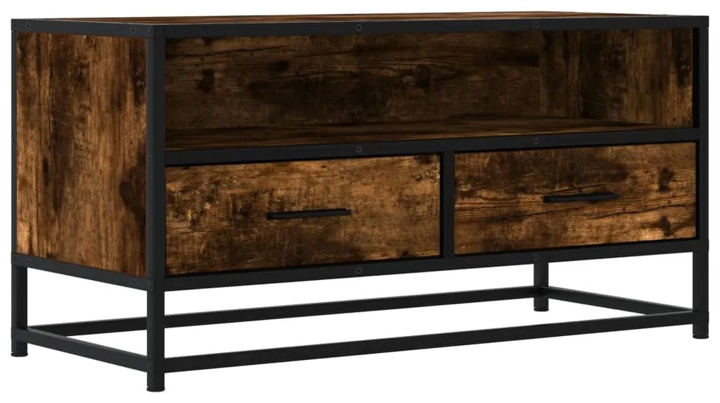 füstös tölgy színű szerelt fa és fém TV-szekrény 80x34,5x40 cm