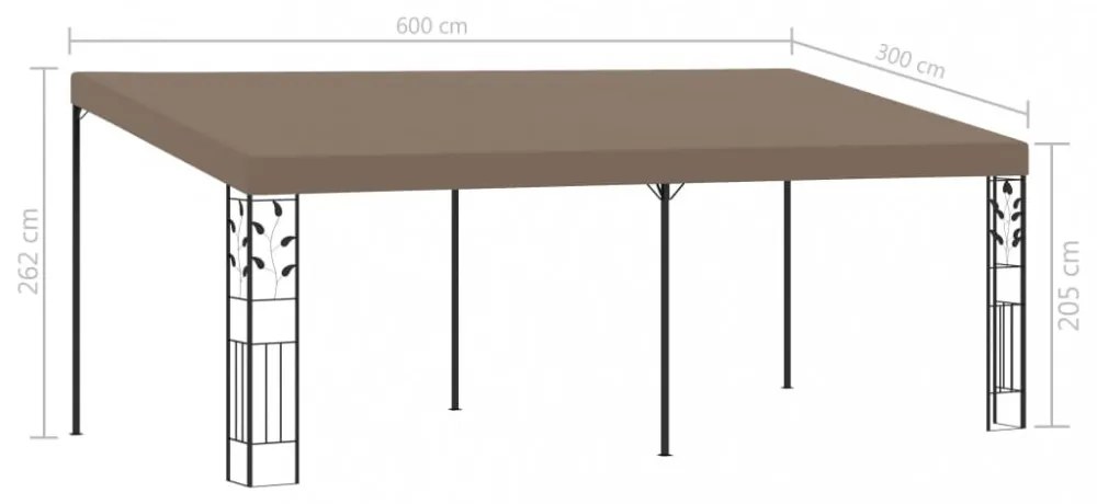 vidaXL tópszínű falra szerelhető pavilon 6 x 3 x 2,5 m