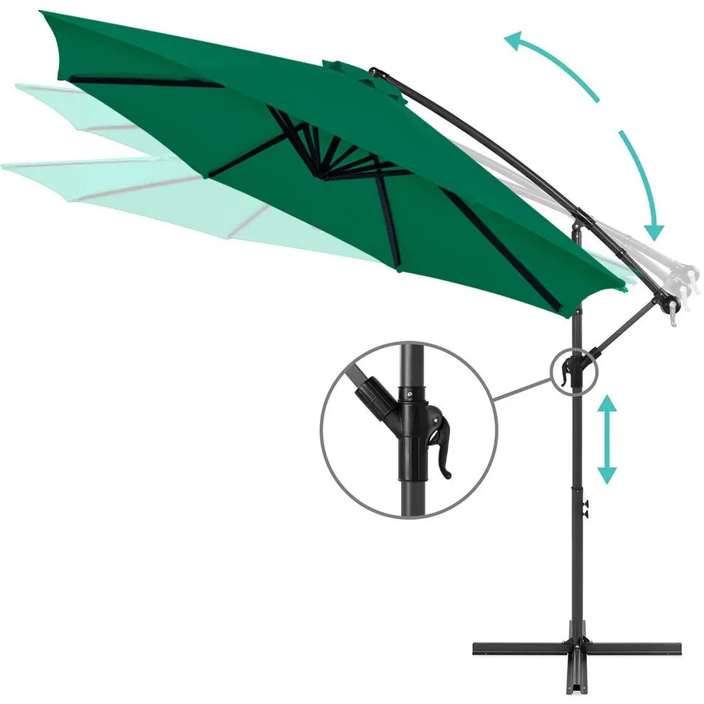 Függő napernyő 2,7 m, zöld