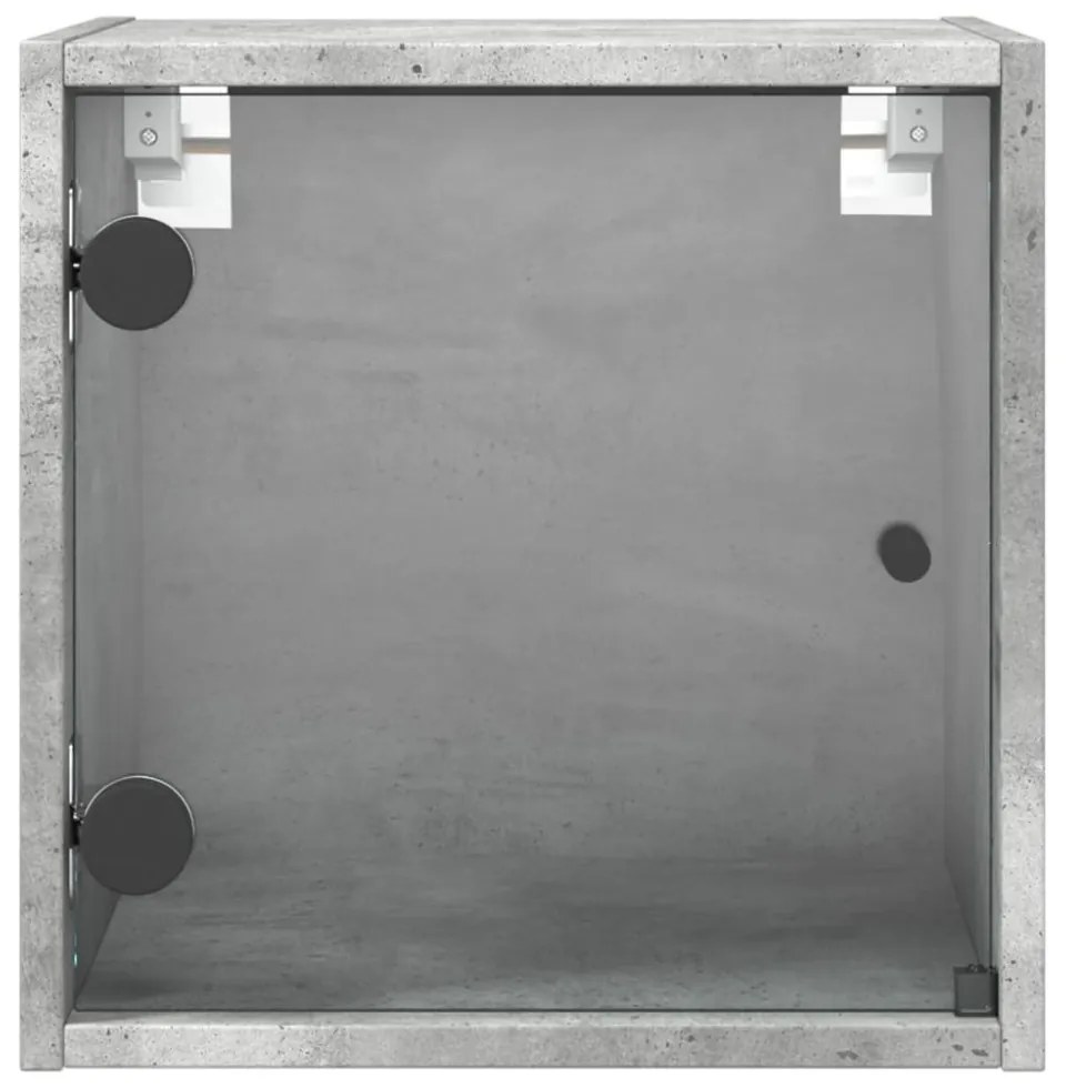 2 db betonszürke éjjeliszekrény üvegajtóval 35 x 37 x 35 cm