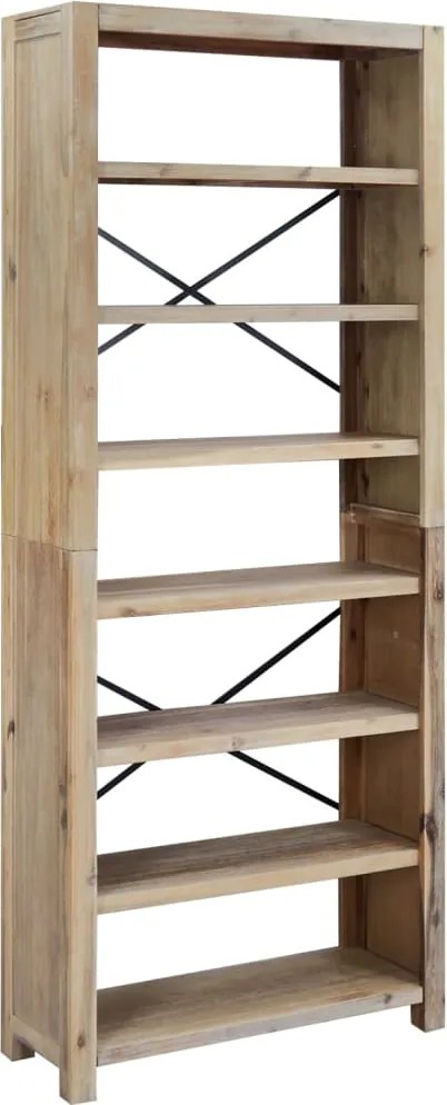 vidaXL 7-szintes tömör akácfa könyvespolc 80 x 30 x 200 cm