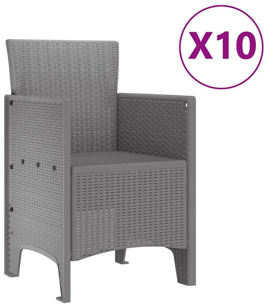 Kert étkező szett 11 pcs Világosszürke Polt rattan