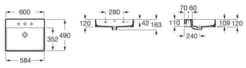 Roca A32752C000 - INSPIRA függesztett mosdó 60x49 cm kerámia/fehér