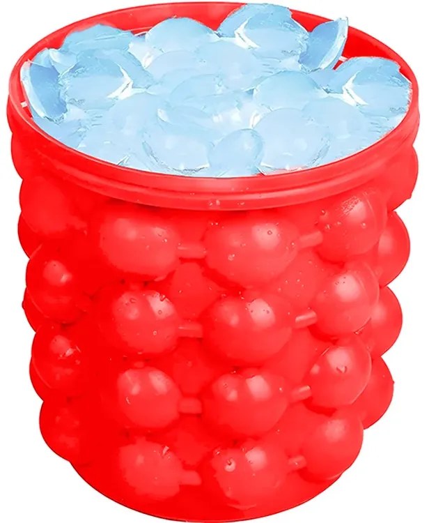 Szilikon jégkocka készítő és italhűtő - 12 x 14 cm - piros