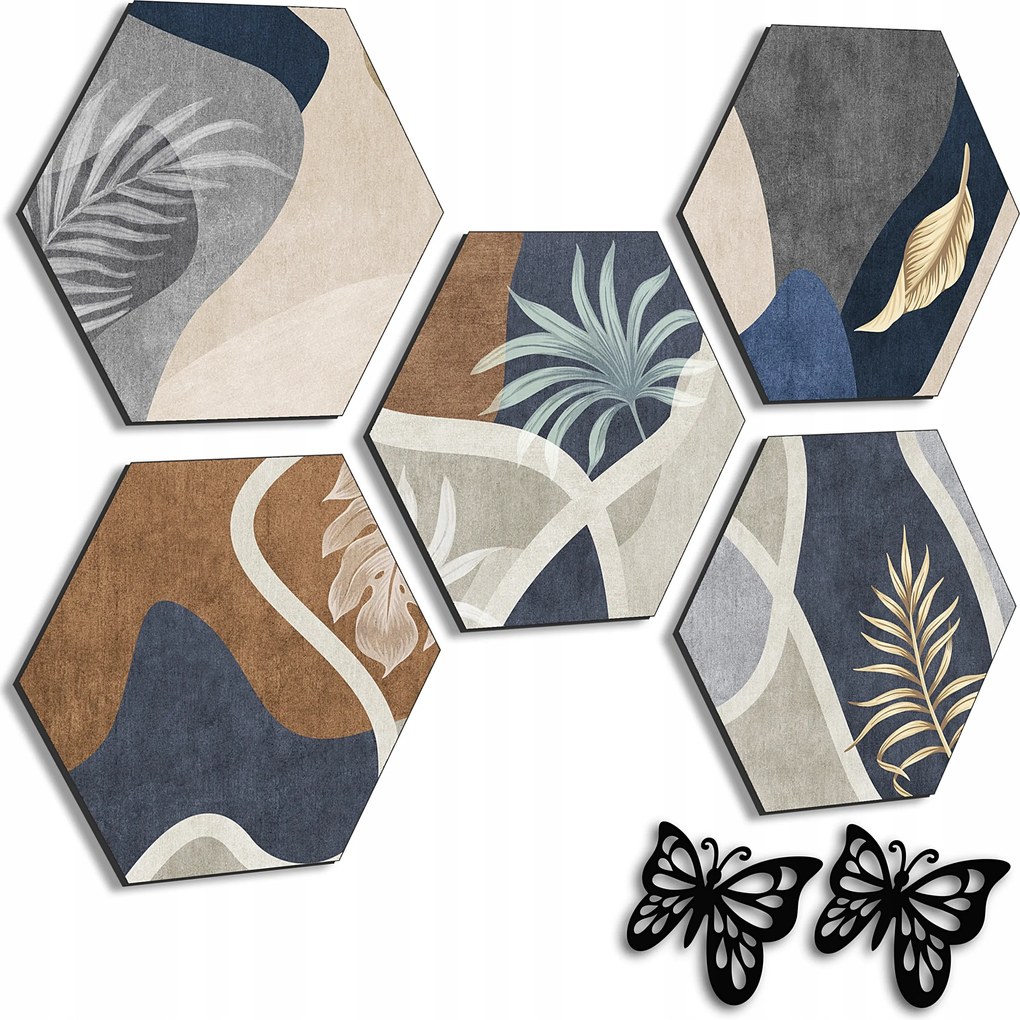 Fali Dekoráció Szett 5 Képből Nappaliba, Konyhába, Modern Loft Stílusú