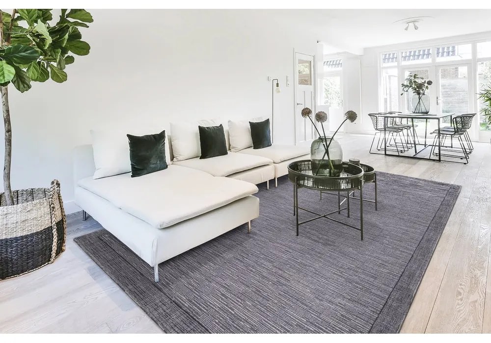 Sötétszürke gyapjú szőnyeg 133x180 cm Linea – Agnella