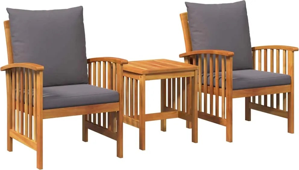 vidaXL Kerti Kanapé Szett párnával 3 pcs Olaj Természetes Tömör Akácfa