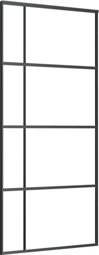 vidaXL fekete ESG üveg és alumínium tolóajtó 90 x 205 cm
