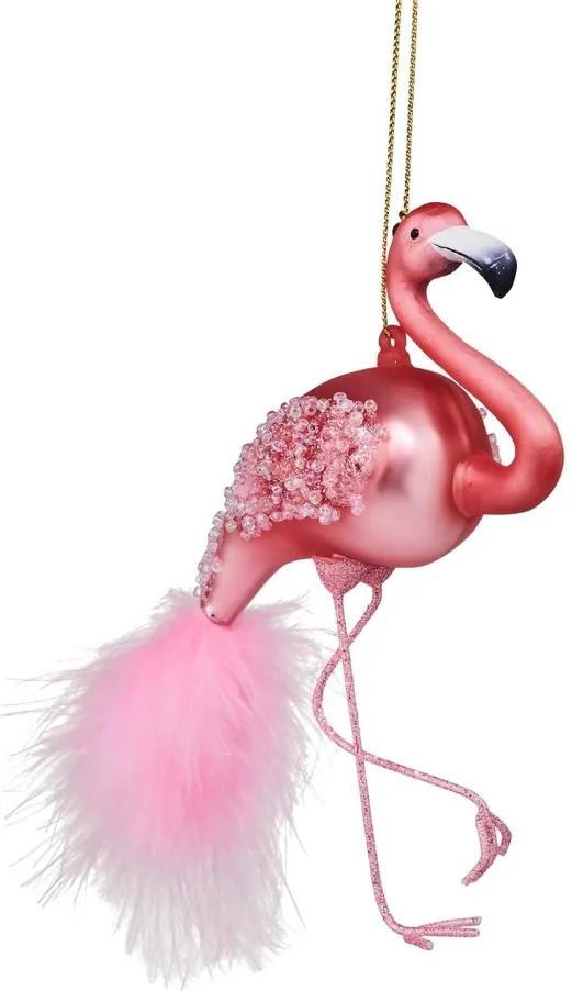 HANG ON üveg karácsonyfadísz flamingo