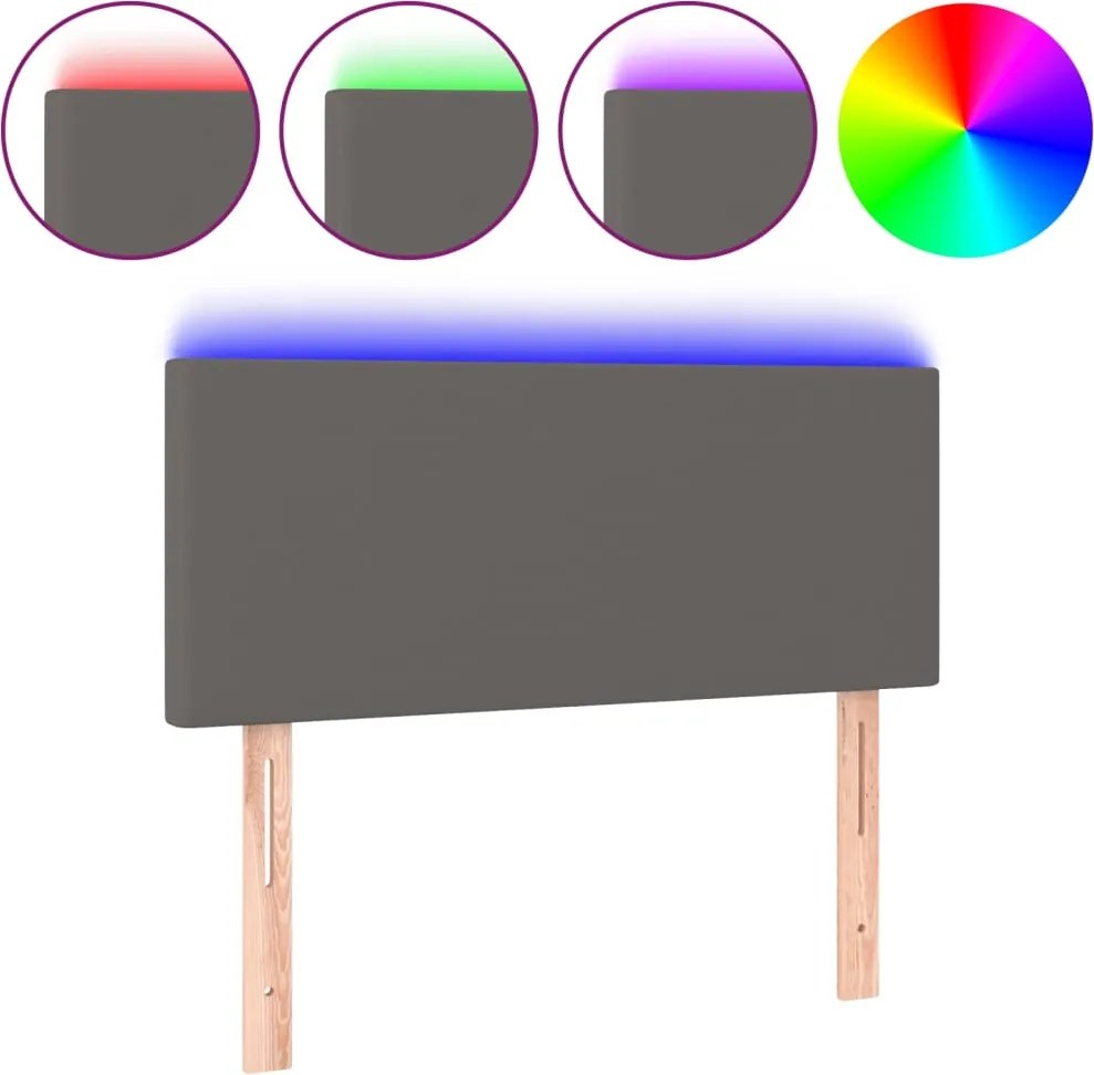 vidaXL szürke műbőr LED-es fejtámla 100 x 5 x 78/88 cm