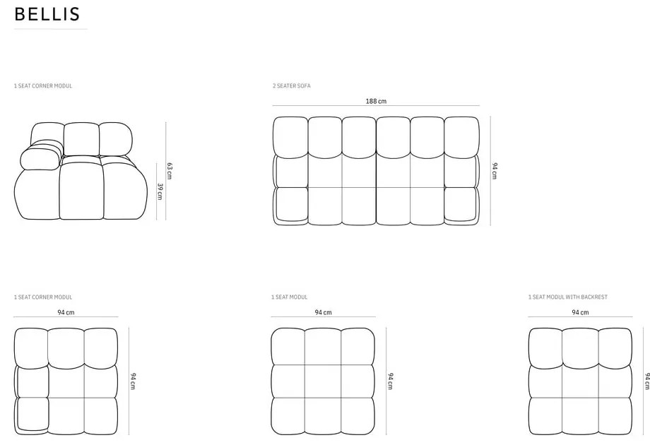 Zöld bársony kanapé 188 cm Bellis – Micadoni Home