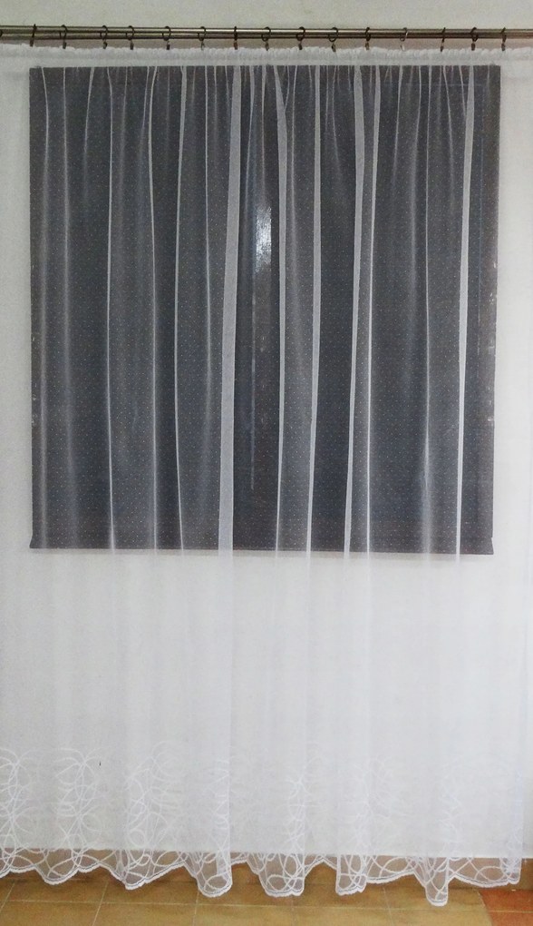 Mg Függöny jacquard 663/100 Fehér 300X250 pol szalaggal