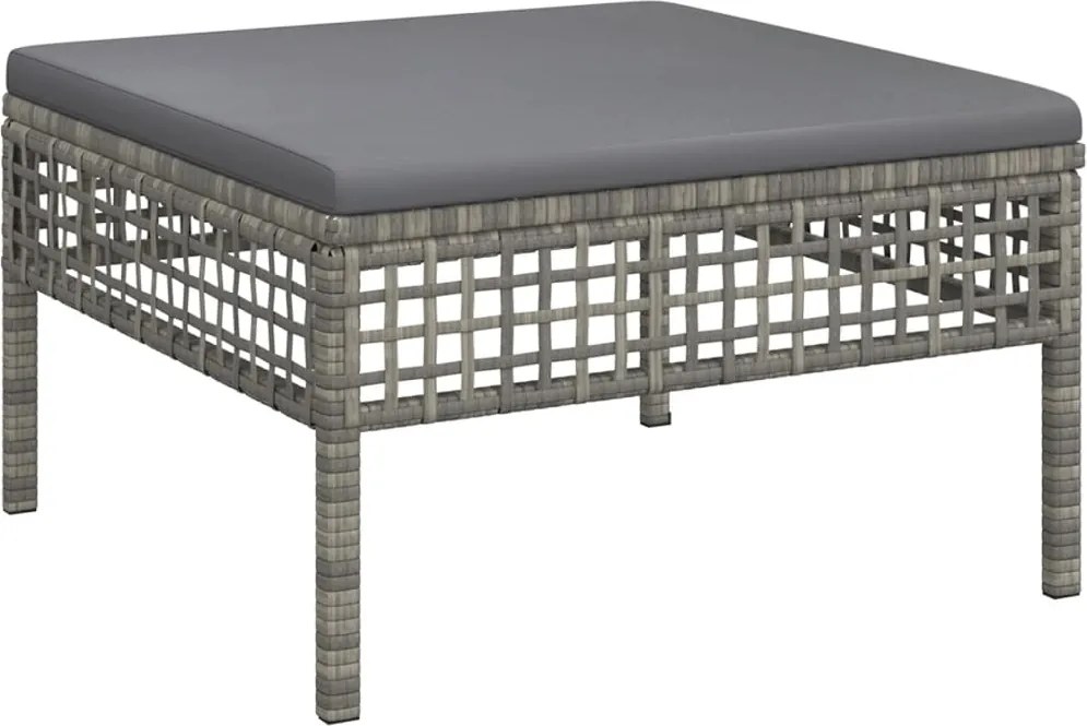 vidaXL szürke polyrattan kerti lábtartó párnával
