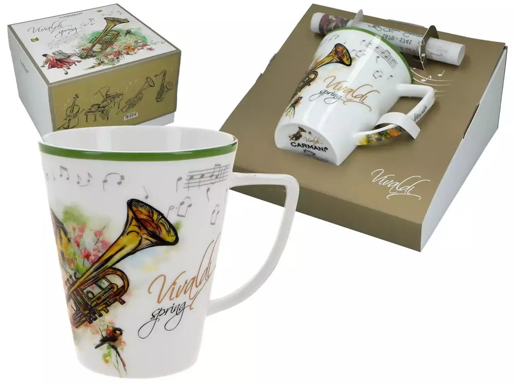 Vivaldi porcelán bögre díszdobozban - 400 ml Négy évszak Tavasz
